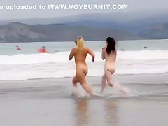 Naked Canadian students having tremendous fun at the beach