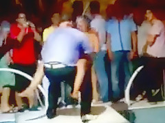 Girl on stage strip and groped