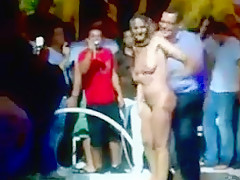 Girl on stage strip and groped