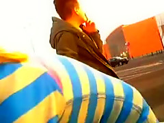 Two girls play in car park