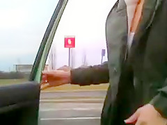 Two girls play in car park