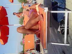 Filming a fine looking blonde