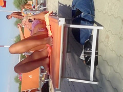 Filming a fine looking blonde