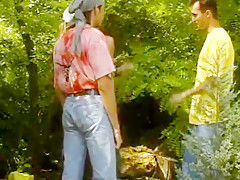 Busty redhead gets fucked outdoors