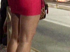 Latin girl - voyeur in bus stop