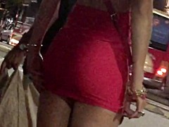 Latin girl - voyeur in bus stop