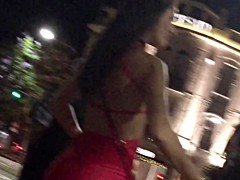 Latin girl - voyeur in bus stop