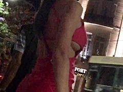 Latin girl - voyeur in bus stop