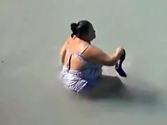 Busty bbw caught fucking in the sea