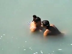 Busty bbw caught fucking in the sea