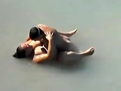 Busty bbw caught fucking in the sea