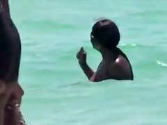 Candid Huge Black Bikini Beach Cleavage