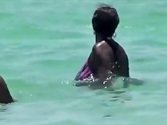 Candid Huge Black Bikini Beach Cleavage