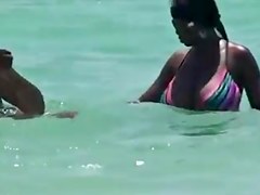Candid Huge Black Bikini Beach Cleavage
