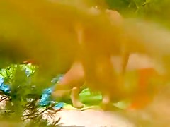 Nude Beach - Small Tits Brunette Dildo Filmed by Voyeur