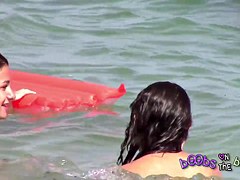 Two italian girls playing under the water