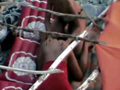 Voyeur on public beach.Wife fuck the hubby with Strapon