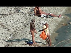 Couple fucking on a public beach, while walking past people