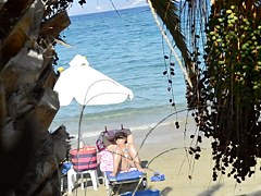 Open legs bikini mature