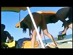 Nude Beach - Hot MMF Threesome - Huge Audience