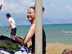 Babe caught topless in Agia Marina, Creta.