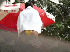 Busty Girl Wearing See-Through Bikini