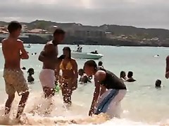 Busty Girl Wearing See-Through Bikini