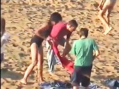 Changing at the beach