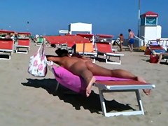 Worthy strap butt on the beach
