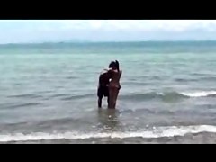 Stripped Beach - Cute Brunette Hair Legal Age Teenager Exhibition