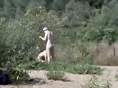 Stripped Beach - Sexy Male+Male+Female Brunette Hair Bareback Trio