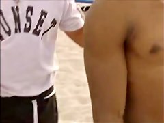 Kinky girls tease hard in a hot voyeur beach group fun