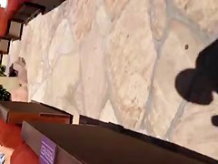 Watch thru white suit showing pink belt