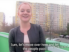 Redhead Czech student banged in public pov