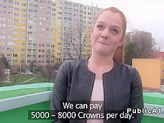 Redhead Czech student banged in public pov