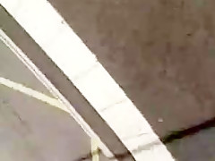 Bus stop flasher cums on girl