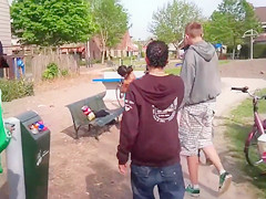 Chubby Brazilian chick takes a quick swim in the local river