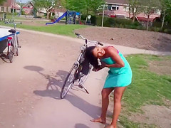 Chubby Brazilian chick takes a quick swim in the local river