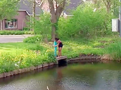 Chubby Brazilian chick takes a quick swim in the local river