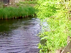 Chubby Brazilian chick takes a quick swim in the local river