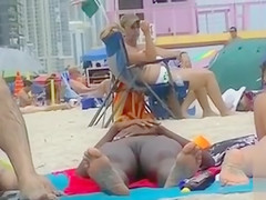 Two naked goddesses on the beach of Miami