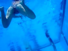 Attractive girl gets groped by her friend under the water