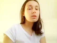 Yang girl  talk and shows hairy pussy