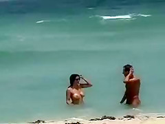 Hot Milf with Big Tits Gets Her Naked Ass Massaged at Beach
