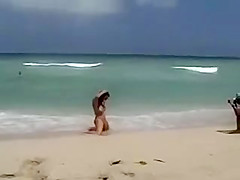 Hot Milf with Big Tits Gets Her Naked Ass Massaged at Beach