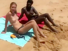 Threesome Fuck at the Beach Banging White and Black Girl