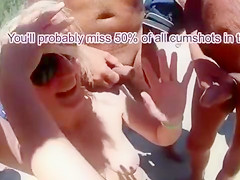 Slut French wife nudist on the beach in gangbang sex with strangers