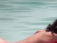 Cute nudist girl filmed voyeur at the beach