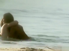 Middle-aged lady goes for a swim