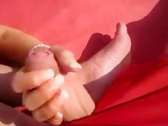 Mature Wife Dick Handjob at the Beach
